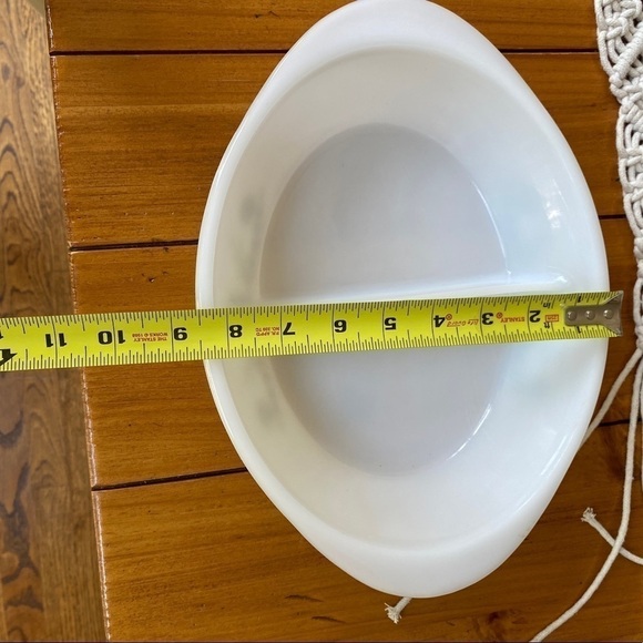 Vintage Glasbake Green Crazy Daisy Milk Glass Divided Oval Casserole Dish #J2352 - Picture 9 of 11